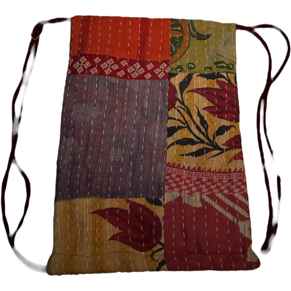 Kantha Hand Made Tote or Backpack Vintage Boho.Colorful Print